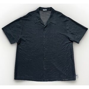 VTG YMLA Shirt Men XL Party Rave Festival Club Disco Sheer Metallic Black